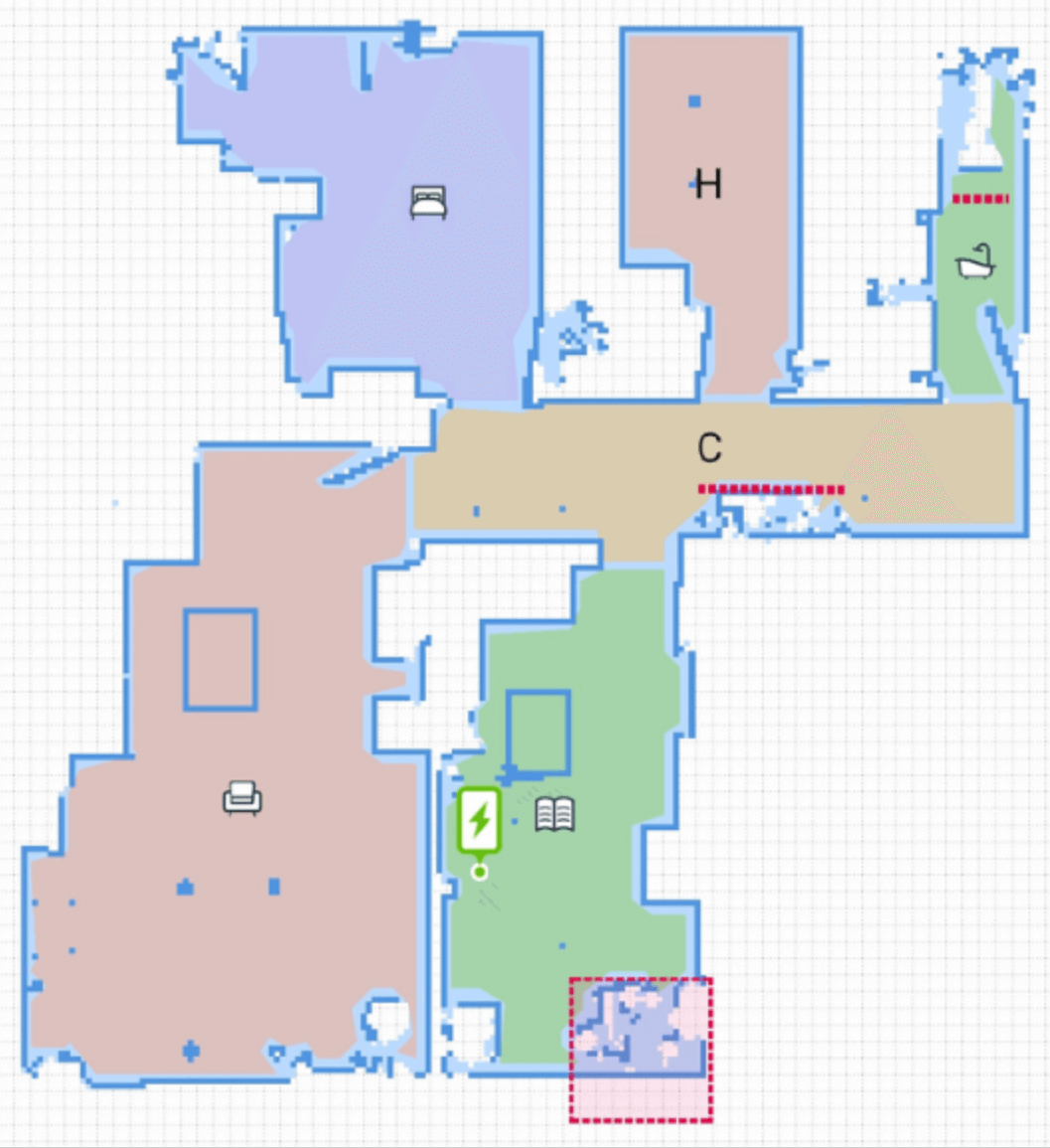 Map of the home in the Ecovacs Home App